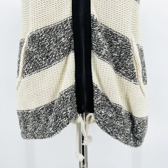 Free People Ivory Gray stripe Regatta Full Zip Hoodie Stripe jacket Cotton M - Picture 6 of 12